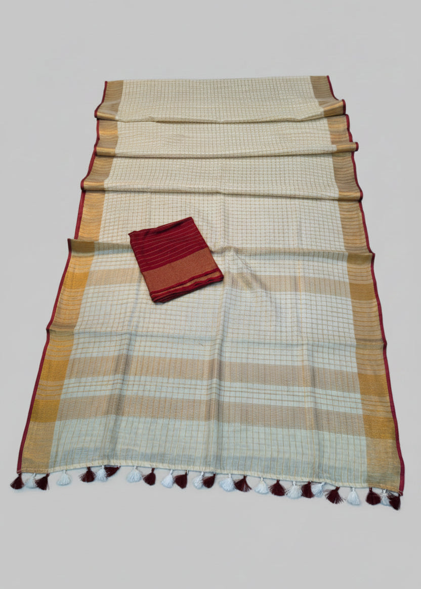 LINEN SAREE RED