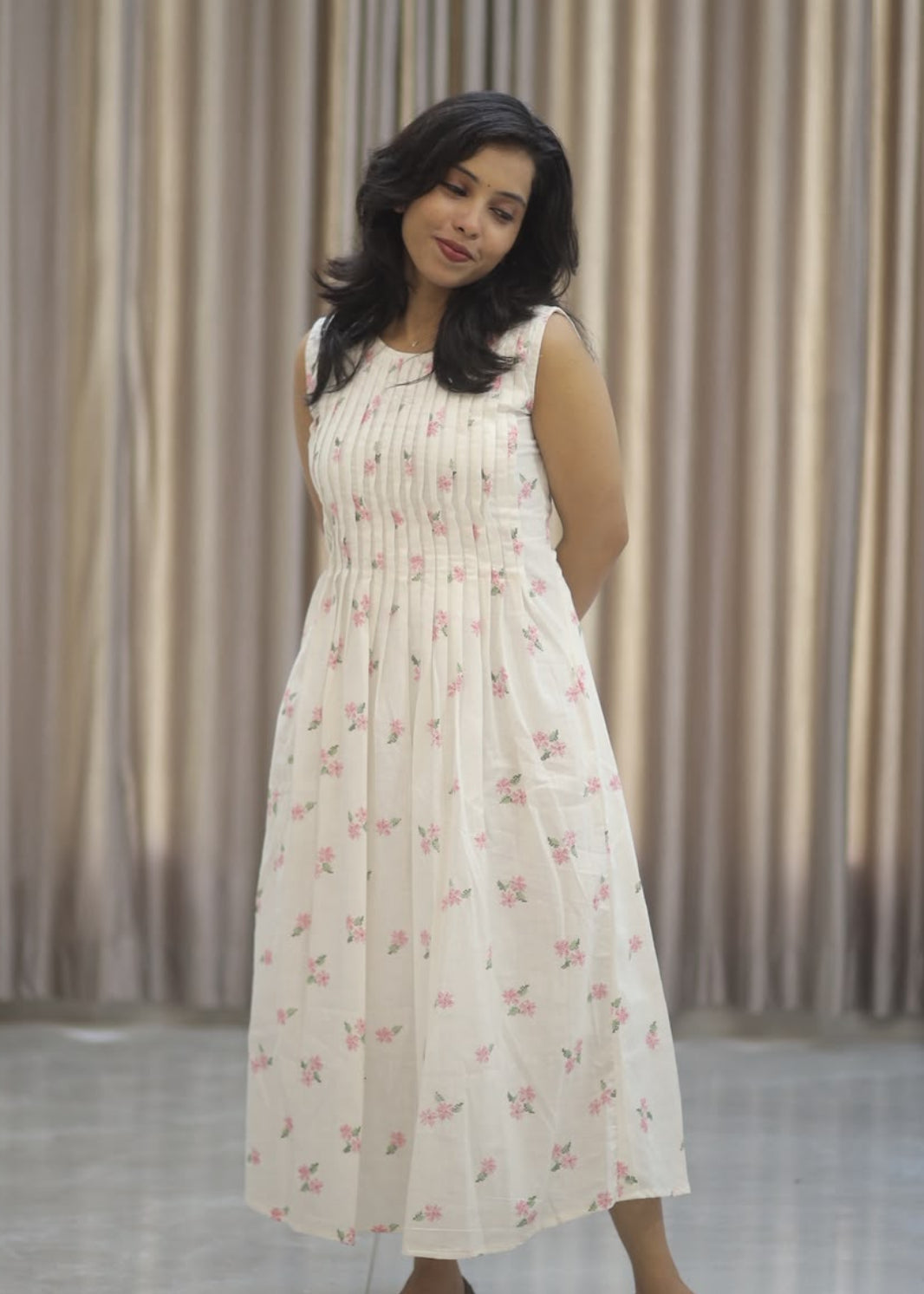 PEARL WHITE PLEATED DRESS