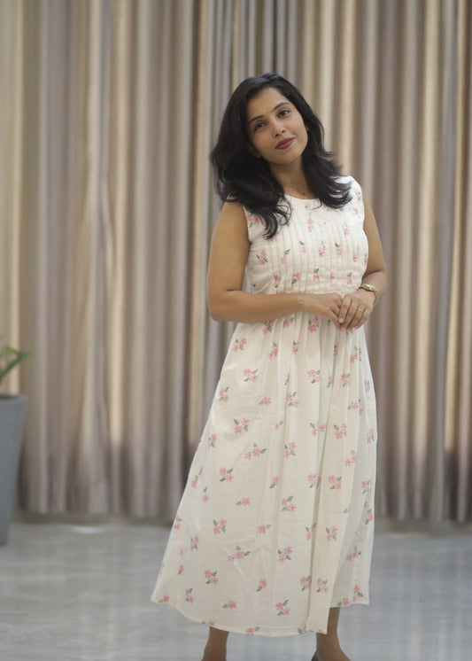 PEARL WHITE PLEATED DRESS
