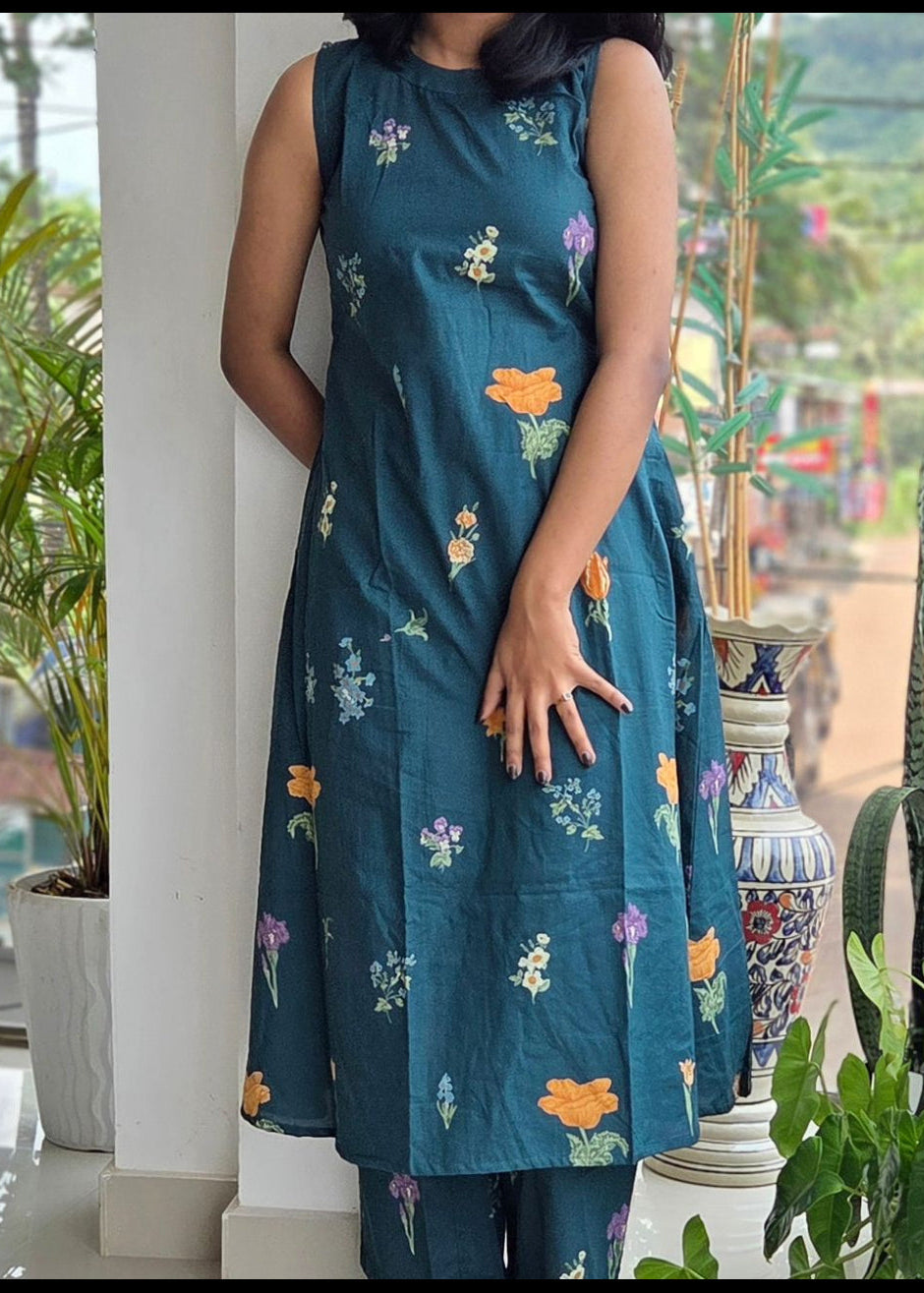 TEAL BLUE FLORAL COORD SET