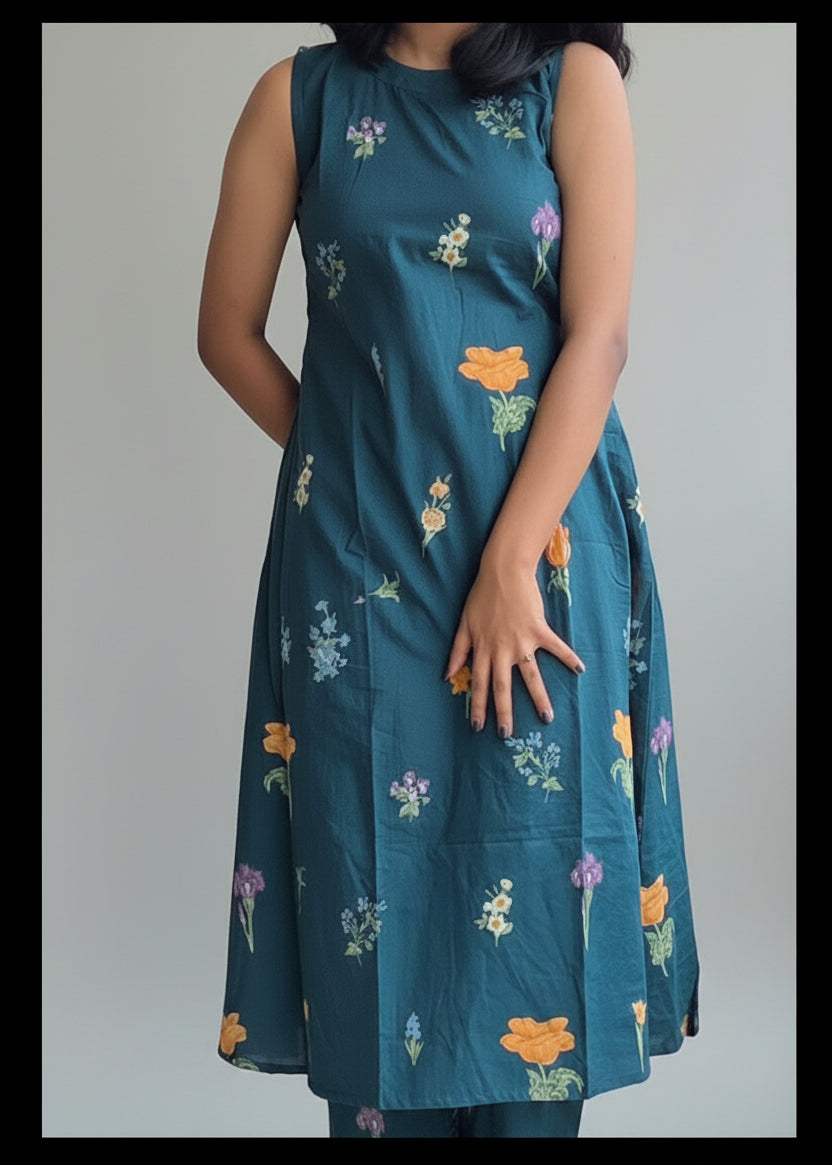 TEAL BLUE FLORAL COORD SET