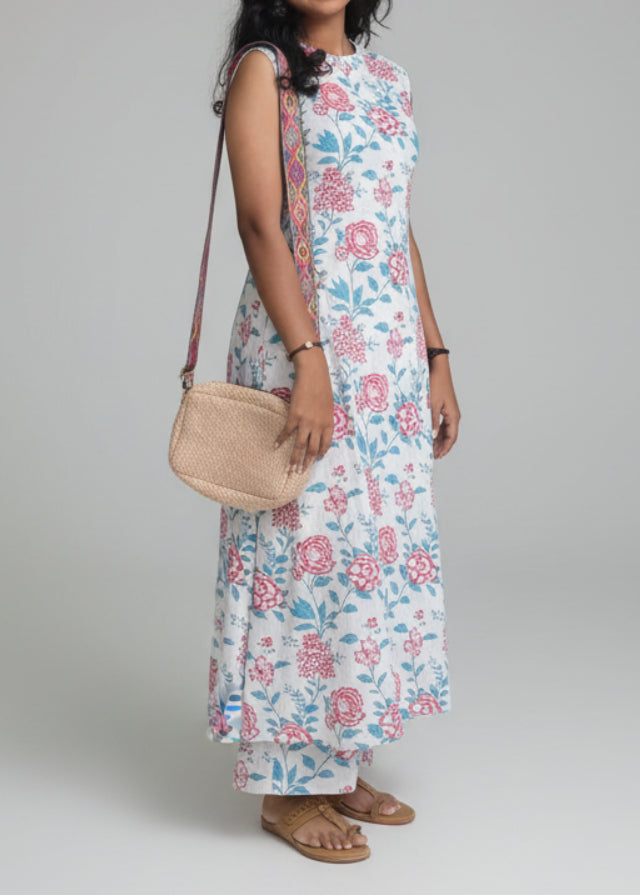 WHITE FLORAL COORD SET (SLEEVES AVAILABLE)