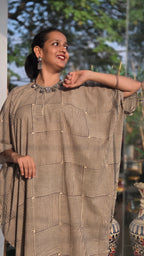 SQARE LINES -BLOCK PRINTED KAFTAN-KIMONA