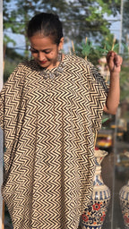 ZIG ZAG -KIMONA-BEIGE-BLACK