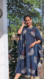 AJARAKH KIMONO KAFTAN –BRICK RED