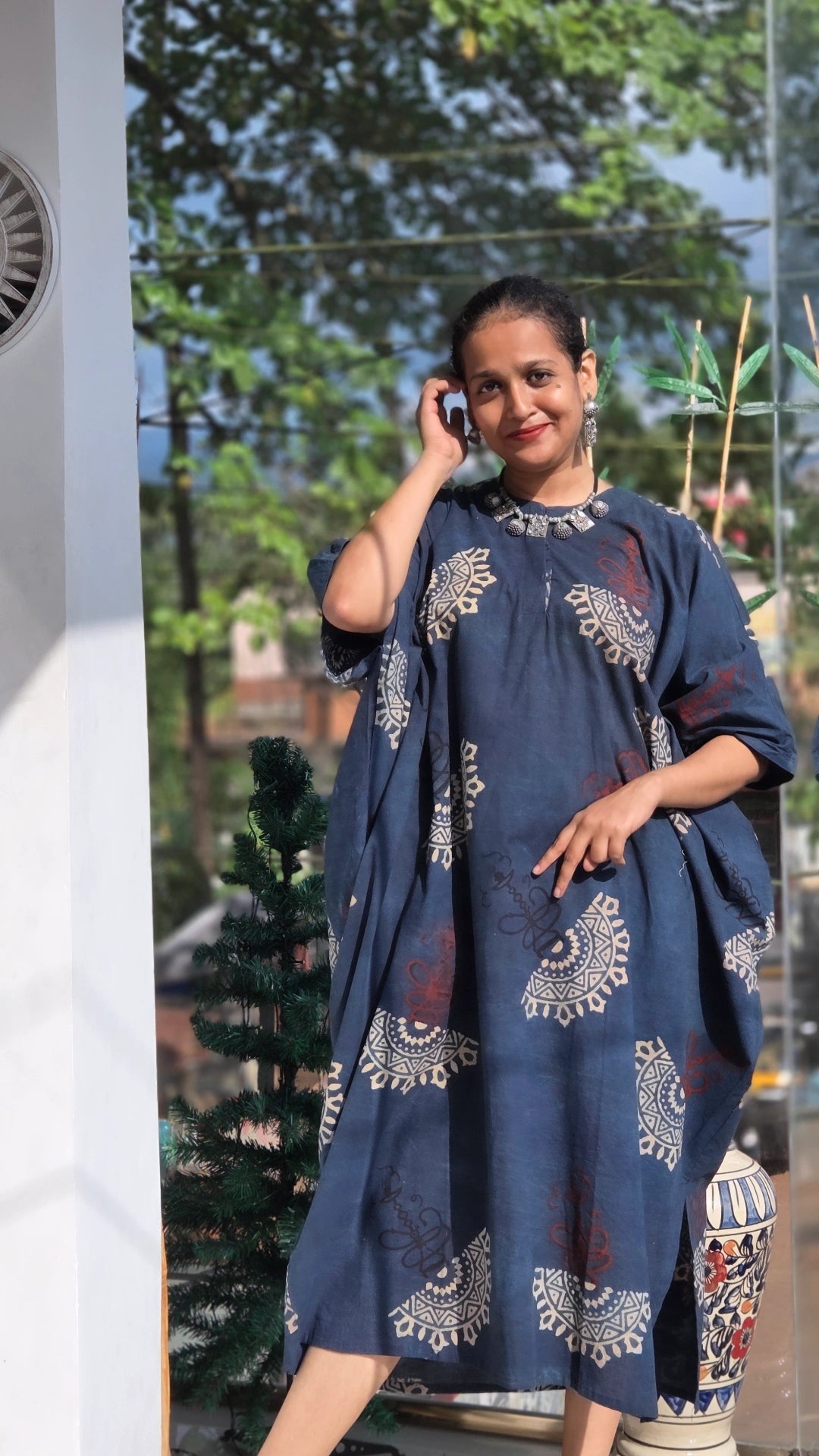 AJARAKH KIMONO KAFTAN –BRICK RED