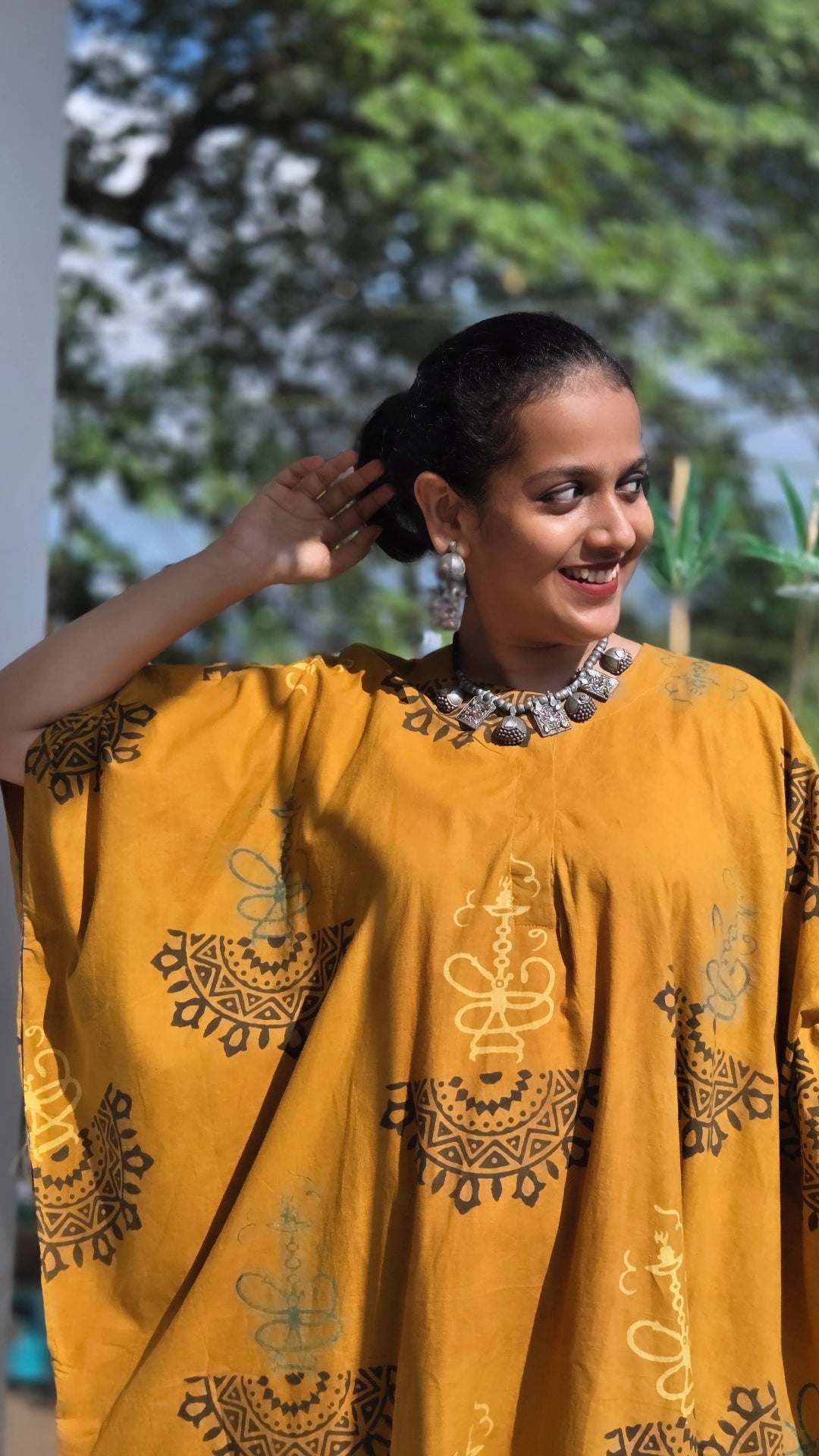 AJARAKH KIMONO KAFTAN –BRICK RED