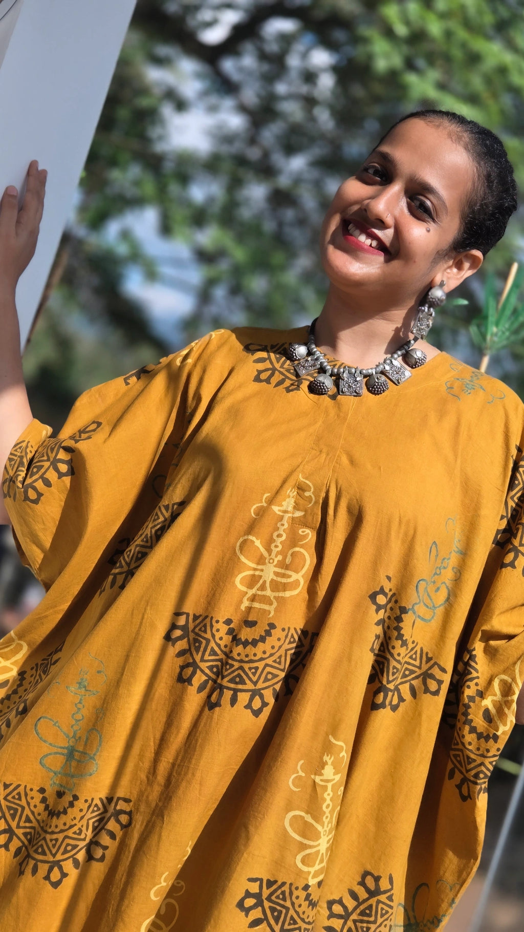 AJARAKH KIMONO KAFTAN –BRICK RED