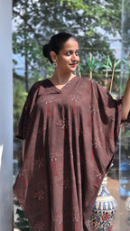 AJARAKH KIMONA V NECK(  TREE PRINT)