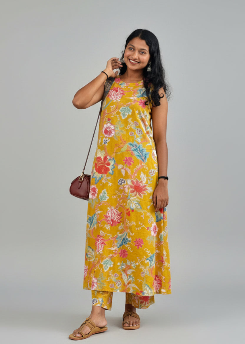MUSTARD COORD SET(SLEEVES AVAILABLE)