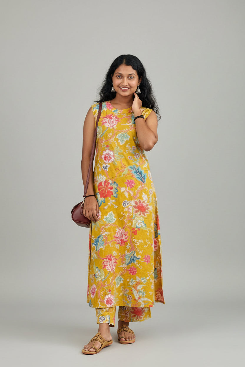 MUSTARD COORD SET(SLEEVES AVAILABLE)