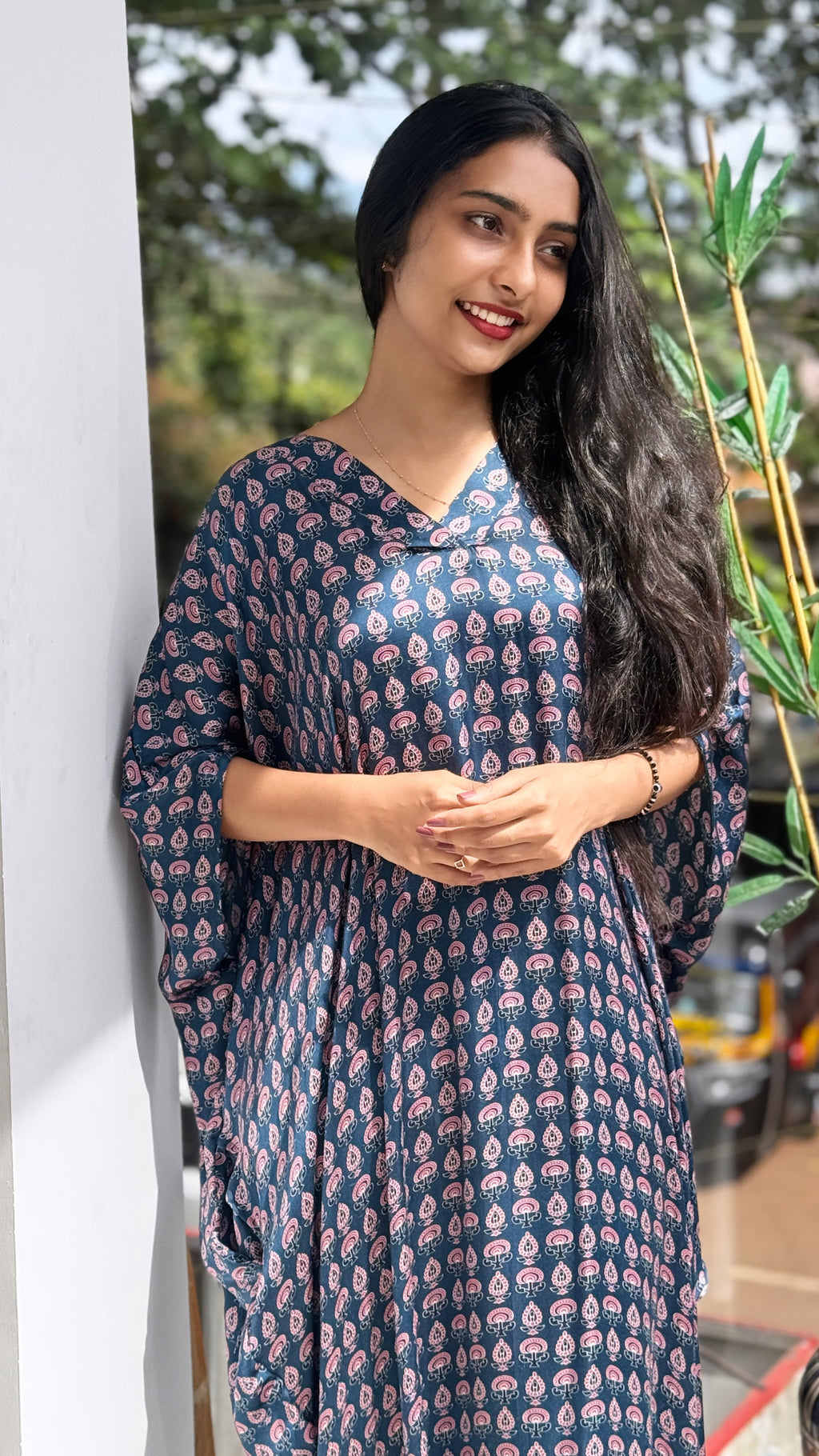 MODAL SILK PRINTED KIMONA KAFTAN