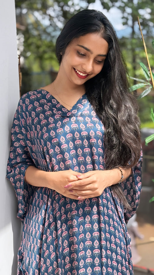 MODAL SILK PRINTED KIMONA KAFTAN