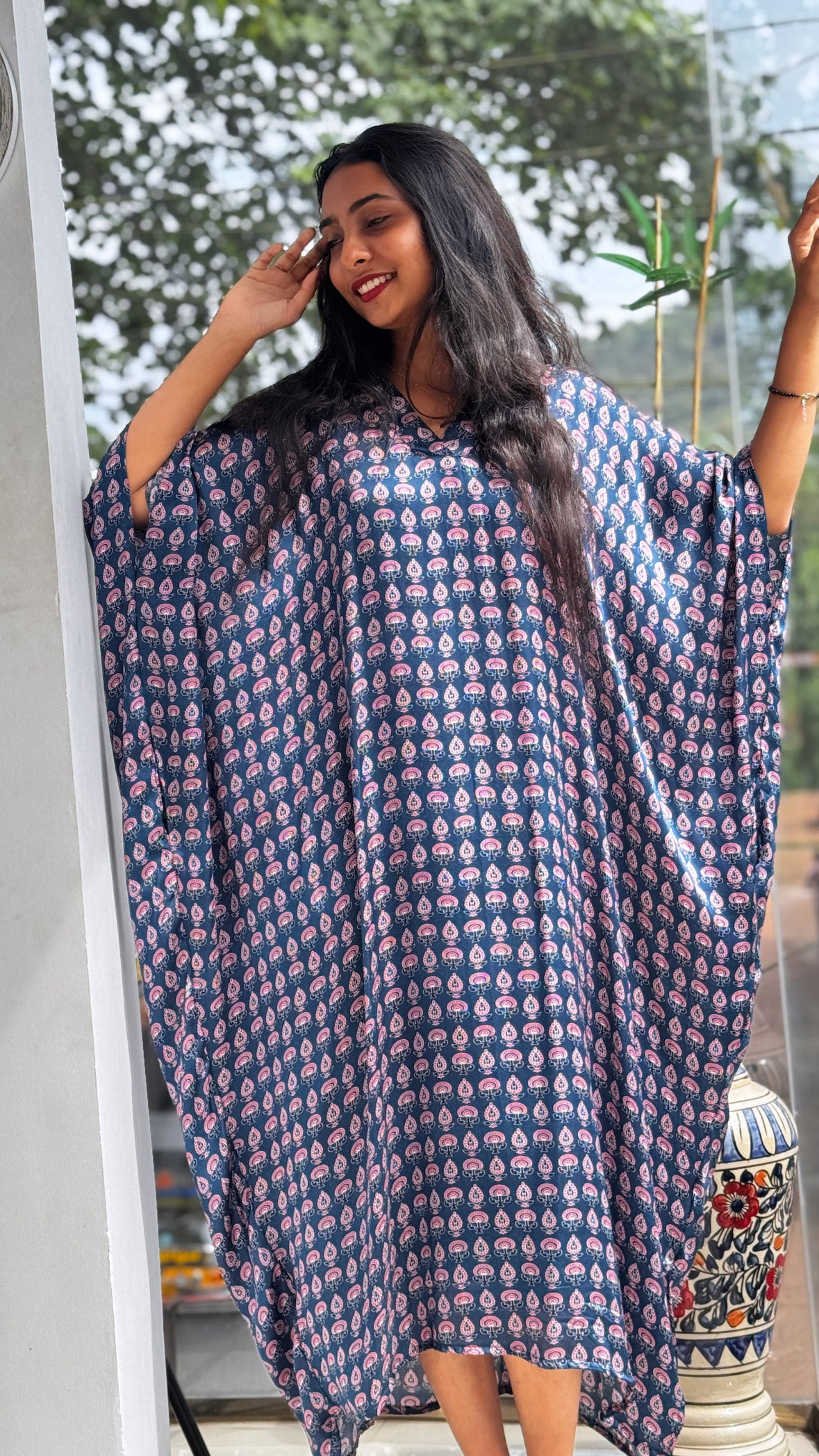 MODAL SILK PRINTED KIMONA KAFTAN