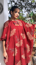 AJARAKH KIMONO KAFTAN –BRICK RED