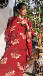 AJARAKH KIMONO KAFTAN –BRICK RED