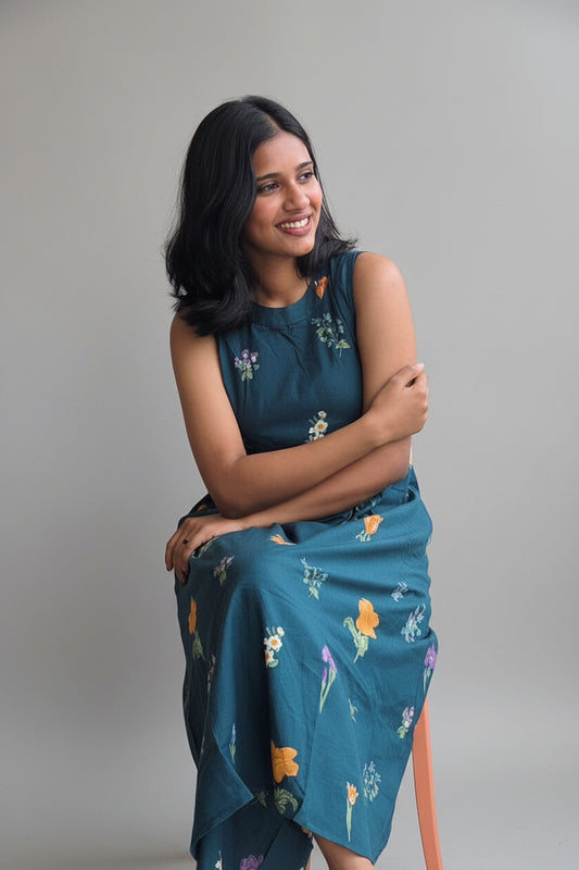 TEAL BLUE FLORAL COORD SET