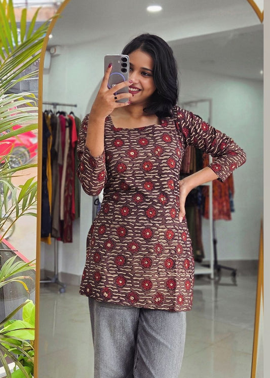 SUMMER SHORT KURTI 02 BROWN