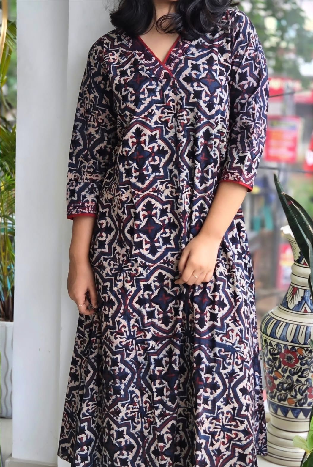 NILA BLUE AJRAKH KURTI
