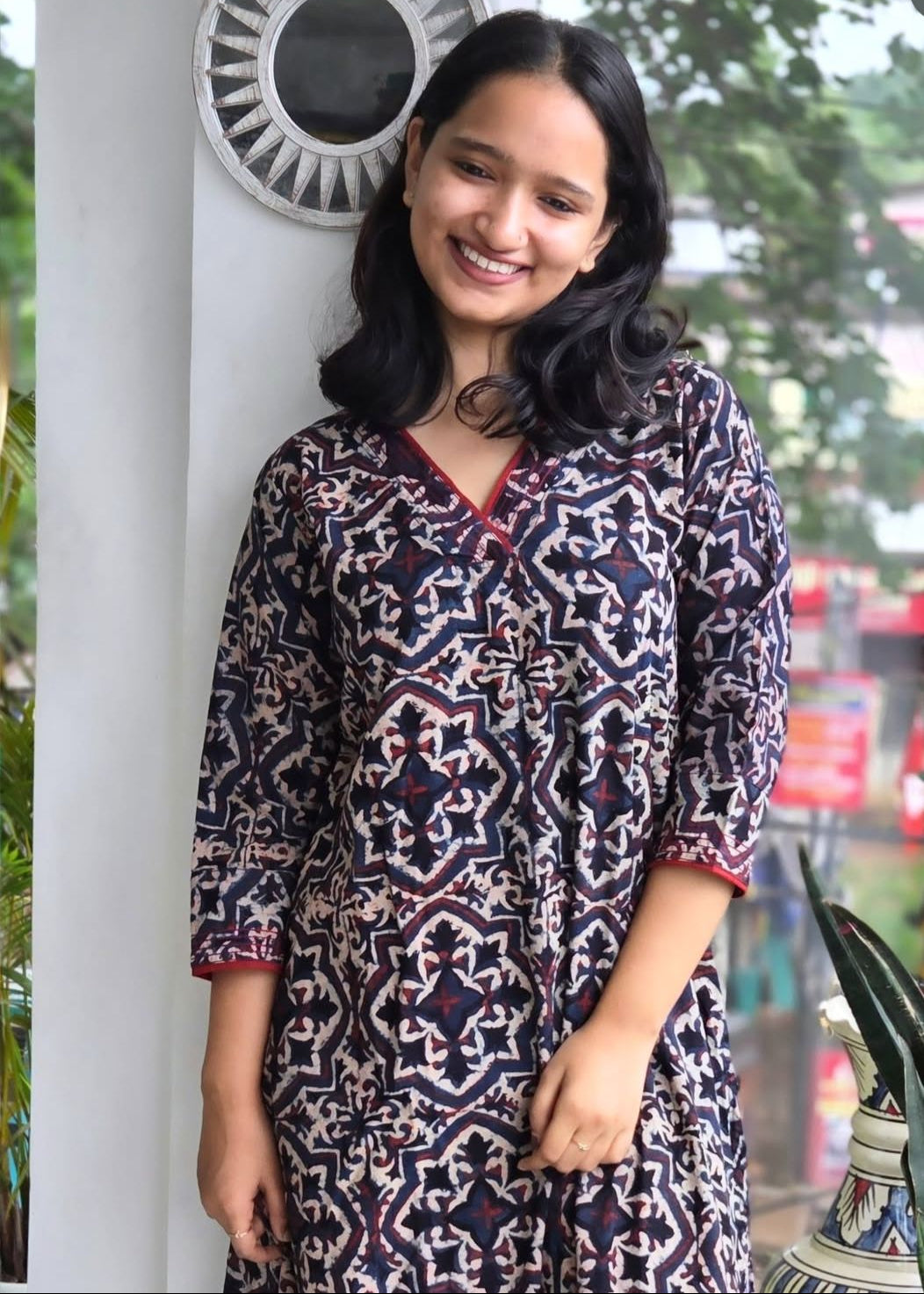 NILA BLUE AJRAKH KURTI