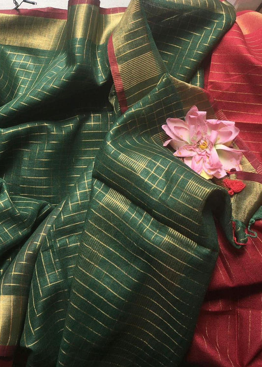 LINEN BOTTLE GREEN & MAROON
